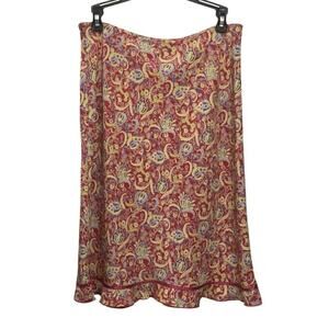 Vintage Y2K Express Red Paisley A-Line Skirt World Brand 7/8